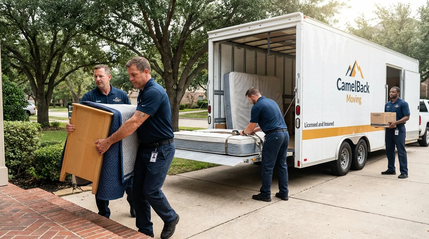 Crew loading residential truck for cross-state move from Falls Creek, PA