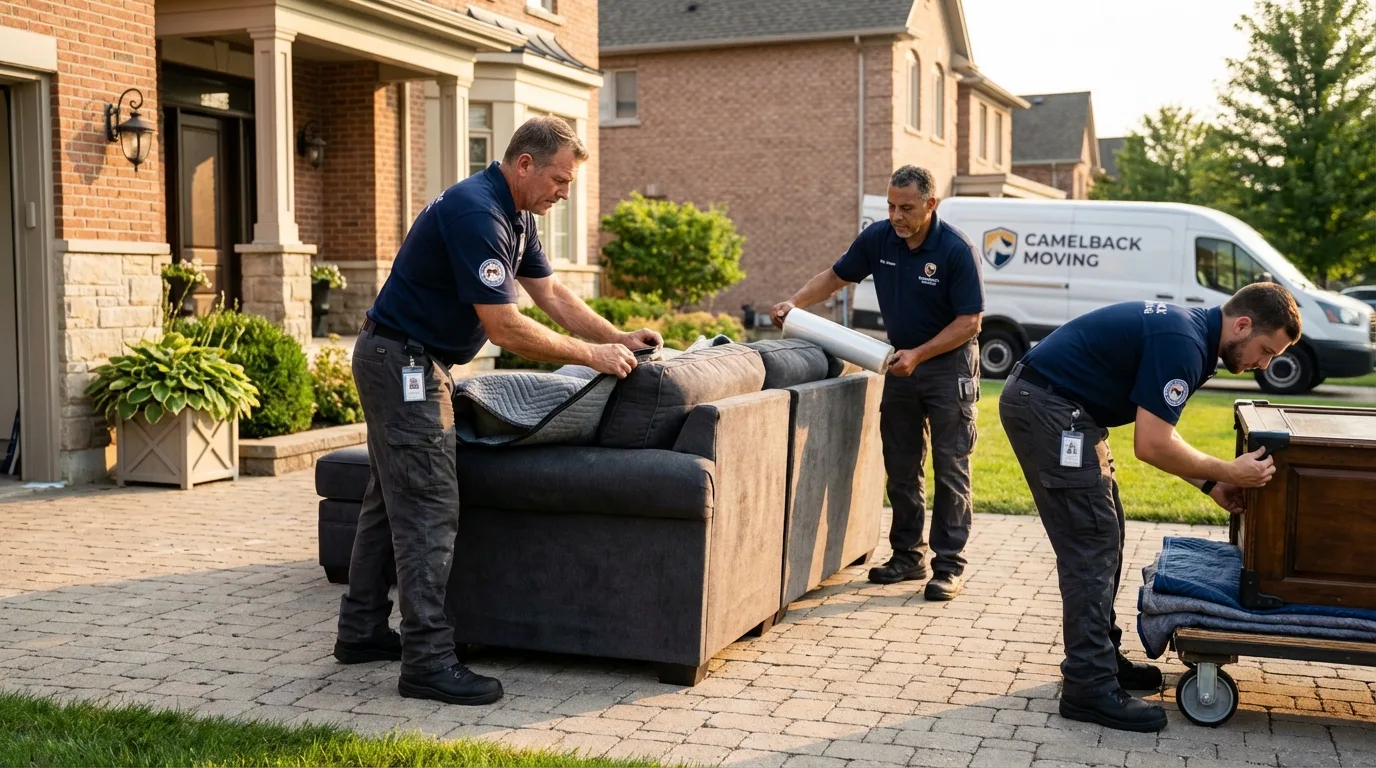 Large estate moving crew wrapping furniture in Falls Creek, PA