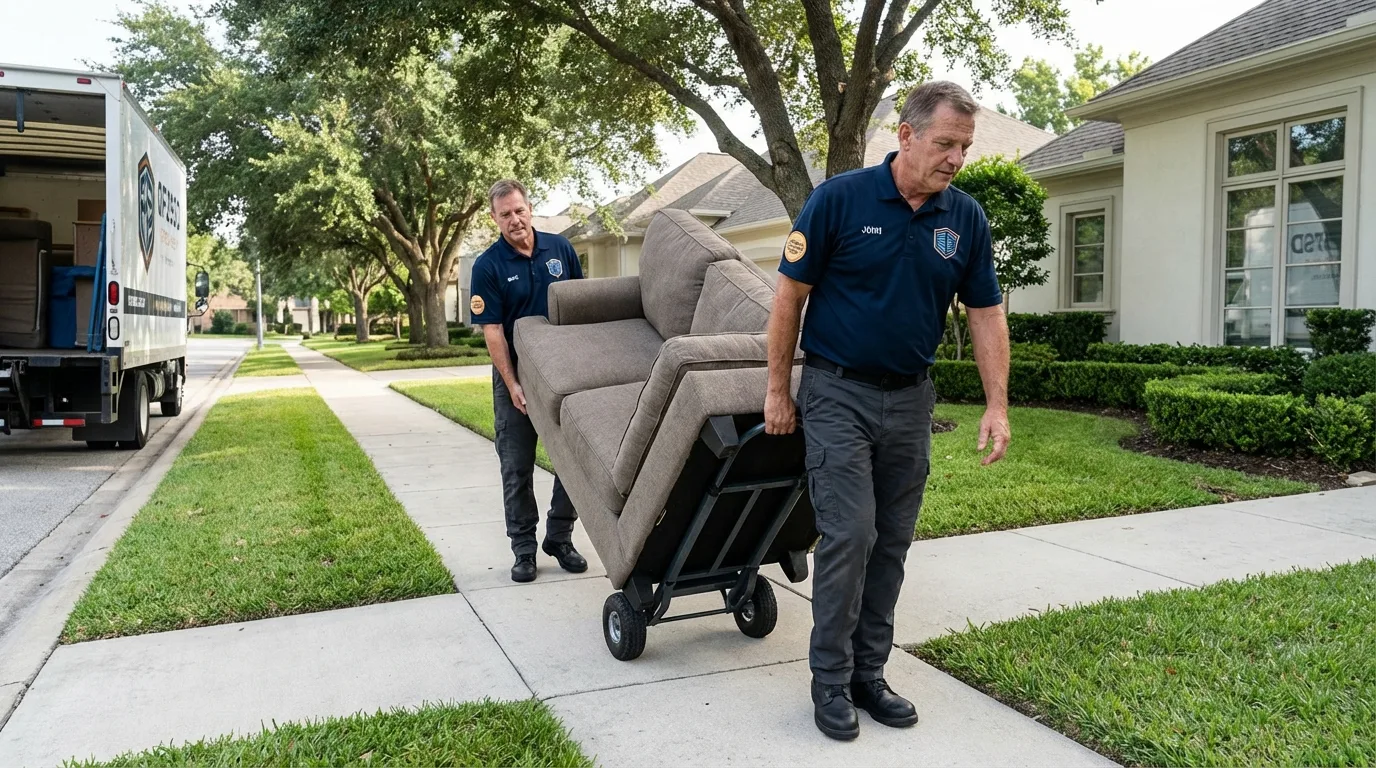 Local residential moving crew loading furniture in Falls Creek, PA